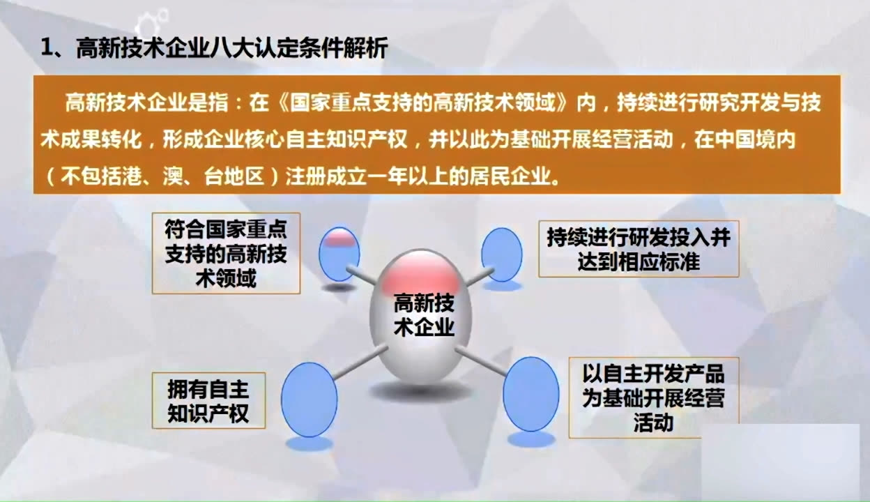 企业高新技术认定条件有哪些？